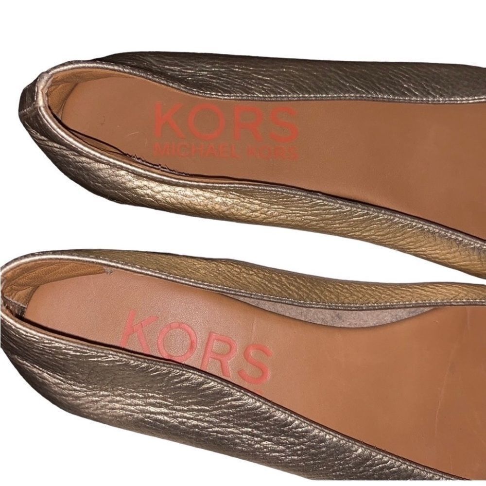 Michael Kors Gold Metallic Leather Ballet Flat 7 - Picture 2 of 8